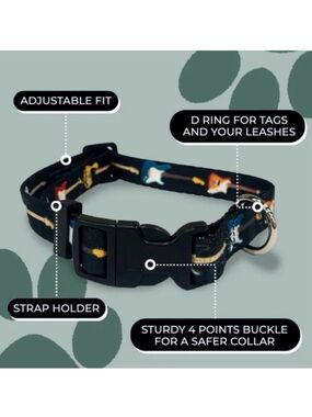 Perri's Fender Guitar Size Large (56-70 lbs) Pet Logo Dog Collar Black New W Tag
